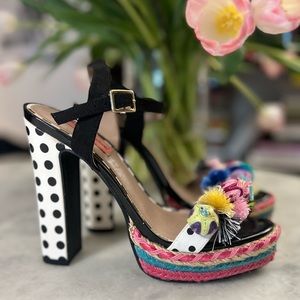 Betsy Johnson size 7, like new, super cute funky polka dot heels